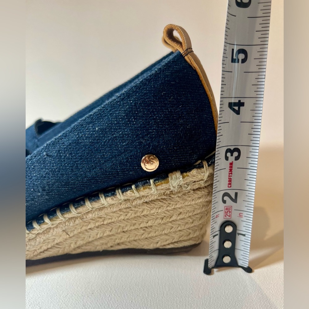 Gloria Vanderbilt Blue Denim Espadrille Wedges Size 8 - Picture 5 of 7